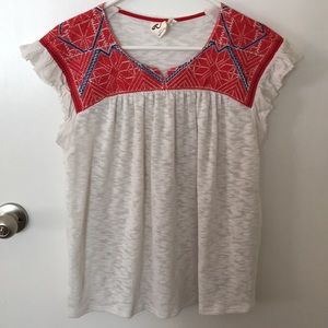 Anthropologie adorable embroidered ruffle top